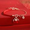 Gran Venta Pulsera Original de Cuerda Roja Bolsa de Dinero para Mujer Diseño Retro de Tendencia Nacional Año del Zodíaco Pulsera de Ágata Roja Pulsera de Oro Rosa