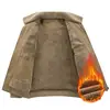 Chaqueta de algodón puro con cuello mao, engrosada, resistente a las arrugas y al desgaste, forrada de polar para invierno, estilo business casual, para hombres de mediana edad