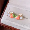 Brincos de pétalas em pintura a óleo degradê estilo férias na praia, frescos e doces, luxo leve, nicho, brincos de alta qualidade