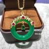 Set de tres piezas de calcedonia natural caja de regalo calabaza botella tesoro colgante anillo femenino ágata verde esmeralda jade joyería