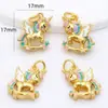 Colgante de Caballo Blanco Arcoíris Color Oro Antiguo Colgante de Caballo de Madera Feliz Zodiaco Accesorios DIY para Collar Pulsera