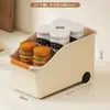 Cesta de Almacenamiento de Plástico Rectangular de Gran Capacidad para Cocina, Organizador para el Hogar, Caja de Almacenamiento de Color Sólido con Ruedas