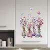 Vaso de Flores Margarida Pintado Pintura Decorativa para Sala de Estar Armário de Parede Branco Adesivos Coloridos Flores Borboleta Adesivos Autoadesivos