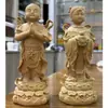 Adornos de Boya Dorada y Niña 15 cm de Alto Madera Maciza Tallada Niño y Niña Adornos de Escritorio Adornos para Sala de Estar China