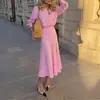 Coleção Nova de Verão 2026: Comércio Exterior Europeu e Americano Transfronteiriço Roupas Femininas, Conjunto de Saia Longa Dividida com Gola Listrada Elegante e da Moda