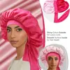 Gorro de dormir de seda de doble capa con cintas para comercio exterior transfronterizo, gorro de belleza y cuidado del cabello para mujer con amarre posterior, gorro de pañuelo para la cabeza con lazo