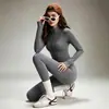 Conjunto de yoga adelgazante para mujer, chaqueta deportiva con cremallera y cuello alto, pantalones de yoga de cintura alta para control de abdomen, conjunto para correr y fitness al aire libre