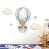 Pegatinas de pared autoadhesivas con diseño de oso y globo aerostático, nubes de dibujos animados, para habitación infantil, BR0712E