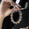 Pulsera de Flor de Oro Foil Natural Amatista de Bolivia para Éxito en Exámenes, Pulsera de Cristal para Atraer Riqueza y Buena Suerte, Joyería de Mano