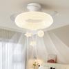 Luminária de Ventilador de Quarto Estilo Creme Simples Quarto Principal Sala de Jantar Quarto Infantil Proteção para os Olhos Silencioso Luminária de Ventilador de Teto Invisível 2025 Novo Estilo
