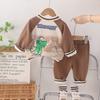 Ropa para Niños 2024 Otoño Nuevo Estilo Occidental Dibujos Animados Iluminación Dinosaurio Traje de Béisbol Casual Traje de Dos Piezas Moda Marea