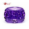 Brillante Corte Flor de Hielo Azul Violeta-Morado Forma de Cojín Rectangular Gema Sintética Diamante Suelto Circonita Cúbica Cz