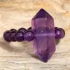 Anillos Apilables de Columna Hexagonal de Amatista para Mujer, Anillos de Pareja con Cuentas de Piedra Natural de Gama Alta de Nicho, Joyería Europea y Americana