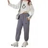 Pantalones deportivos para niños con forro polar engrosado otoño e invierno nueva ropa infantil sueltos con cordón en el tobillo Pantalones casuales para niñas en vivo caliente