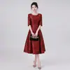 Vestido Casual para Fiesta 2026 Verano Comercio Exterior AliExpress Color Sólido Estilo Vintage Simple Suministro desde Almacén en el Extranjero