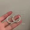 Pendientes de Plata de Ley Estilo Ins de Alta Calidad Plateado Triturado Brillantes Pendientes para el Viaje Diario Pendientes Retro Simples