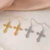 Pendientes de Aro con Colgante de Cruz Barroca Europeos y Americanos para Mujer, Pendientes Personalizados de Estilo Retro Minimalista, Colgantes de Oreja Góticos de Halloween