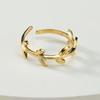 Estilo Europeu e Americano Estilo Simples 14K Folha Dourada Forma Abertura Anel Ajustável Anel Joias Femininas de Aço Inoxidável