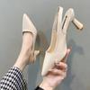 2024 Primavera/Verão Novo Bico Fino Salto Alto Sandálias Femininas Stiletto Bico Fechado Sem Encosto Boca Rasa Sapatos Solteiros Femininos Casuais Versáteis