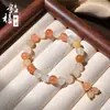 Pulseira de Borla de Jade de Seda Dourada Natural Pulseira de Contas Redondas Feita à Mão DIY Pulseira de Contas de Jade Multicolorida Tipo Borla Estilo Chinês