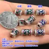 Plata s999 azul ardiente seis palabras mantras barril de flor pequeño cuentas pulsera tejida collar accesorios DIY hechos a mano