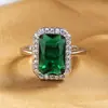 Anillo Abierto Rectangular Retro Transfronterizo Azul Marino Full Diamante Colorido Tesoro Anillo para Mujer Joyería de Cobre de Lujo Ligero al por Mayor