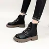 Botines Martin Elevados de Suela Gruesa Pequeños para Mujer 2024 Nuevo Otoño Estilo Británico Modernos Versátiles Forrados de Felpa para Calle