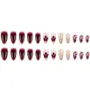 Unhas de Manicure Rosa e Roxas Mais Vendidas Transfronteiriças, Unhas Postiças Repetíveis com Flores Retrô, 24 Peças de Unhas Usáveis Cravejadas com Diamantes Atacado