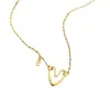 Tienda de Oro Mismo Estilo Collar de Corazón Hueco con Diamante Color Oro Arena para Mujer, Cadena de Clavícula Sencilla y de Gama Alta de Nicho, Regalo para Novia
