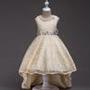 Nuevo Vestido de Encaje con Cola Estilo Transfronterizo para Niñas Mayores, Vestido de Presentación de Piano, Vestido Navideño para Niñas