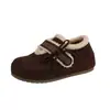 2026 Sapatos de Algodão Novos Versáteis com Velcro de Sola Grossa Sem Pelúcia, Mules Quentes para Outono e Inverno, Sapatos Peludos Femininos Estilo Coreano