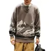 Suéter de Cuello Redondo para Hombre 2026 Otoño e Invierno Nuevo Retro Marca Trendy Estilo Lazy Top Holgado Suéter de Punto para Hombre