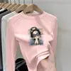 Colección de otoño e invierno: Ropa interior para niñas con forro de polar y estampados de dibujos animados, disponible en tallas mediana y grande, cuello redondo, manga larga, tejido cepillado cálido y suave.