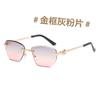 Gafas de sol de corte sin montura curvadas transfronterizas para hombre y mujer, gafas de sol de moda multiarista, gafas de sol con protección solar para conducir
