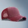 Gorra de Malla de Algodón Lavado de Cinco Paneles Transfronteriza con Logo Personalizado, Gorra de Béisbol Desgastada para Amazon, Gorra de Pico Lisa Vintage para Mujer