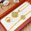 Jindian Mismo Estilo Oro Arena Antiguo Song Yun Cuatro Ruyi Colgante Pulsera Lujo Ligero Atmosférico Juego de Tres Piezas Regalo para Novia