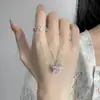 Collar Corazón Planeta Diamante Rosa para Mujer, Diseño de Nicho Dulce y Fresco, Cadena para Clavícula Corazón Cupido Diamantado Brillante, Regalo para Mejor Amiga