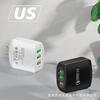 Carregador rápido popular 5v3a transfronteiriço, conjunto com cabeça de carregamento QC3.0 de padrão Europeu, Britânico e Americano, carregador USB multi-porta