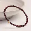 Pulseira de Cristal Garnet Vermelho Vinho Natural para Mulheres Prata S925 Ornamento de Peixe Koi Joia de Mão Leve de Nicho Presente para Namorada