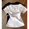 Top negro de manga corta con cuello en V para mujer, camiseta de verano con hombros normales, nuevo diseño 2026, estilo BM, entallado en la cintura, adecuado para usar en capas