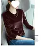 Sudeste Asiático Primavera e Outono Tamanho Grande Solto Temperamento Casual Veludo Dourado Roupa Íntima Manga Longa Gola Redonda Camiseta Camisa Base Top