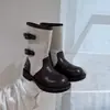 Botas Color Block de Moda Estilo Coreano para Crianças 2026 Novidades de Outono Botas de Cavaleiro Meia-Panturrilha Estilo Britânico para Meninas Botas de Jeans com Solado Macio