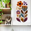 Brup Pegatinas de Pared de Plantas Abstractas Estilo Nórdico para Armario, Ventana, Puerta de Gabinete de Cocina, Decoración del Hogar Pegatinas de Pared Zn5418Q