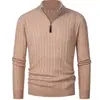 2026 Novo Suéter Casual de Tricô Masculino Moda Gola Alta Meio Zíper Jacquard Personalizado Camisa Base para Homem