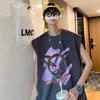 Colete masculino verão mangas soltas T-shirt marca de moda na moda hip hop esportes colete masculino roupas finas de verão