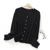 2025 Primavera y Verano Nuevo Suéter de Lana Merino de Seda para Mujer Tops Blusa Cárdigan Tejido Fino Casual Top