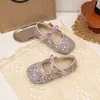 Zapatos de princesa para niñas, nueva colección de otoño 2026, zapatos de cristal para niños, zapatos de piel para bebé, bailarinas de cristal de ensueño para actuación