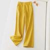 Calça Casual de Verão 2026 Estilo Coreano de Algodão e Linho, Perna Reta, Caimento Solto e Fluido, Cintura Alta Emagrecedora, Tamanho Plus Size, Perna Larga