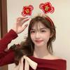 Ano Novo vermelho sorte feriado headband porta aberta atmosfera vermelha cocar mulheres dragão ano festivo headband acessórios para o cabelo