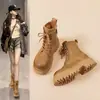 Botas Martin Estilo Británico Piel Suave Marca Mujer Temporada Otoño/Invierno 2025 Nuevas Botas Cortas Retro Suela Gruesa Combinan Bien con Faldas Botas Amarillas Grandes